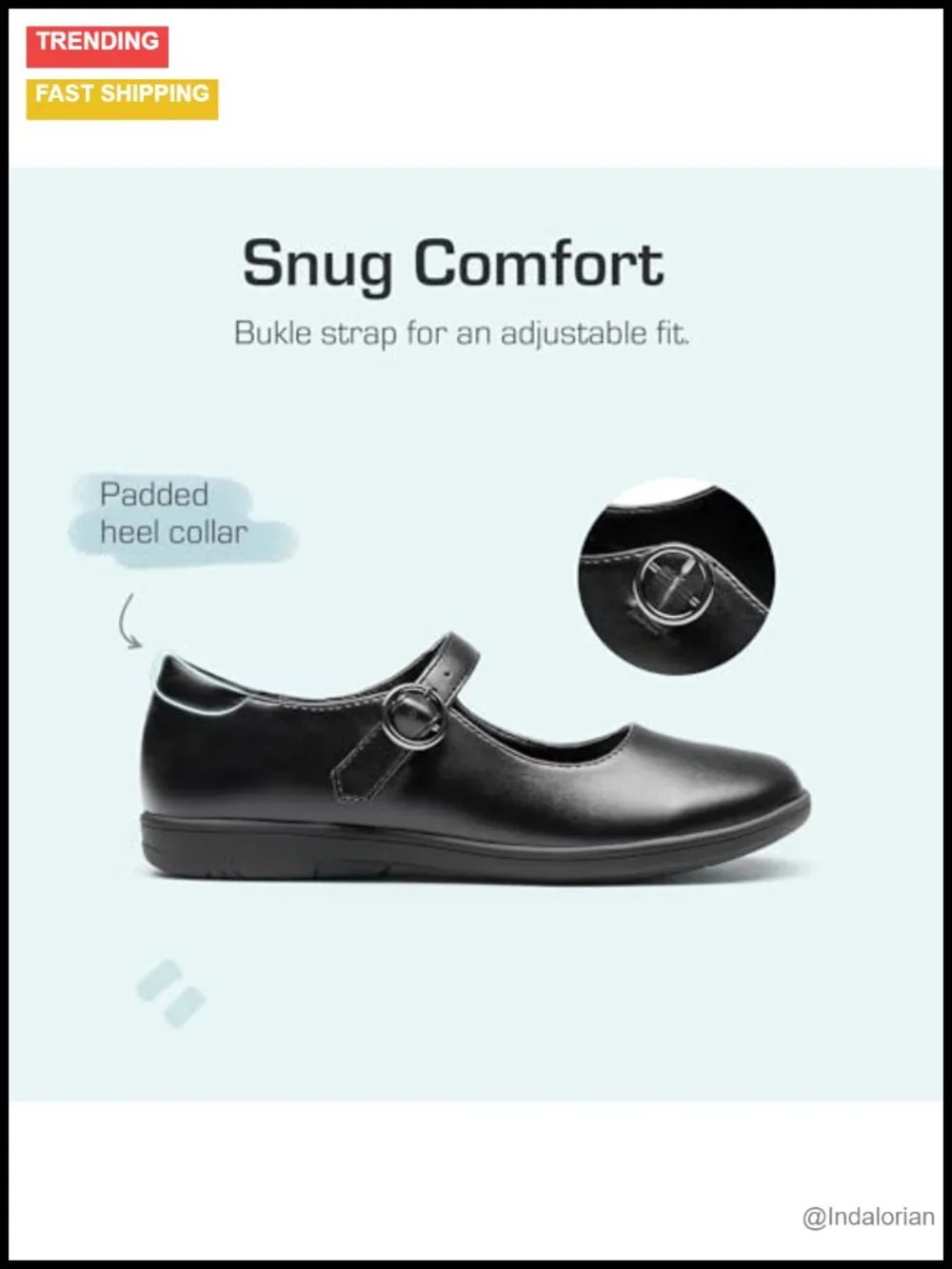 Girls Mary Jane Flats School Uniform Dress Shoes with Adjustable Buckle